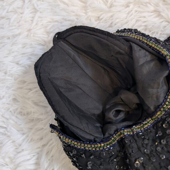 Laurence Kazar Y2K 2000 New Year’s Eve Sequin Top Black - Picture 10 of 16